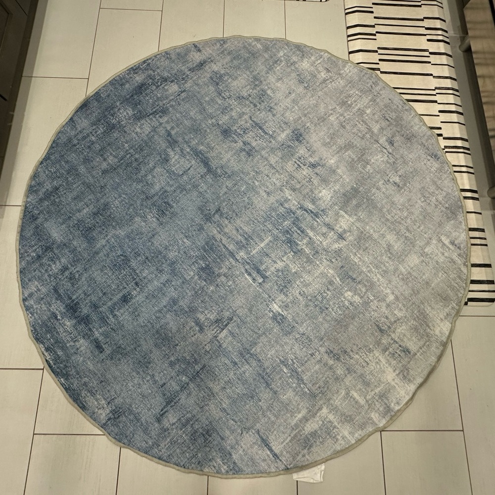 Ruggable 6’ Round Rug Impasto Slate Blue | Rug Cover Only No Pad | EUC |washable
